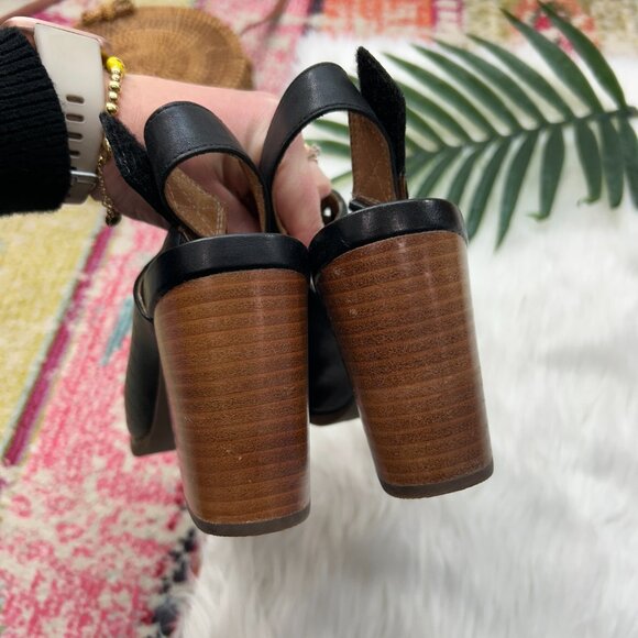 Clarks Artisan Black Leather Briatta Key Slingback Block Heel Sandals 9.5 - Picture 7 of 9